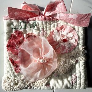 Flowered Bag With Bow Tie Closure